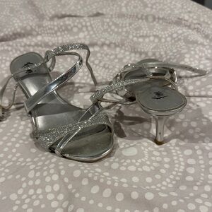Elegant Silver Strappy Heels